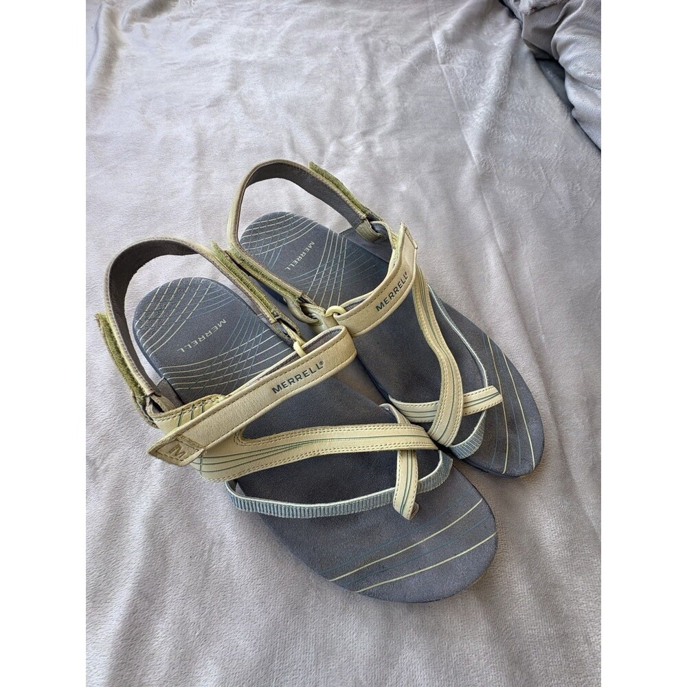 Merrell Womens  Strappy Sandals Tan Leather Slides US Size 11